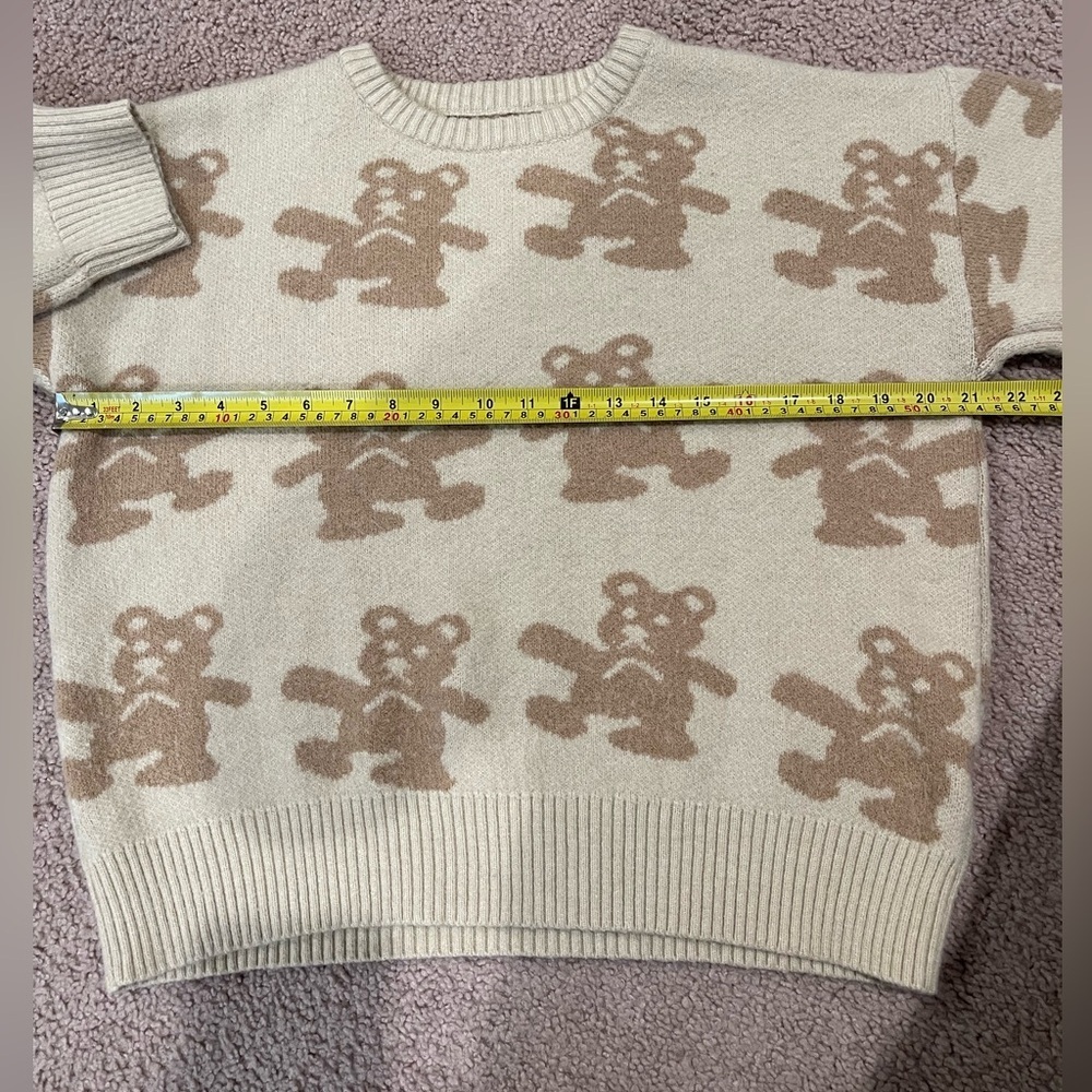 DAZY Bear Pattern Drop Shoulder Boho Knit Sweater - Picture 3 of 9